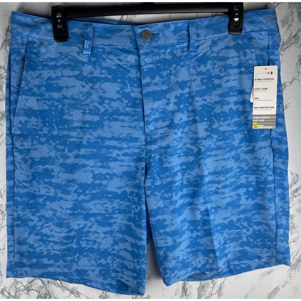 Grand Slam Mens Size 38 Blue Camo Print Golf Shorts 4-Way Stretch